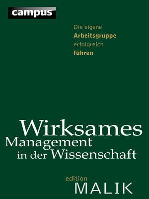 cover image of Wirksames Management in der Wissenschaft